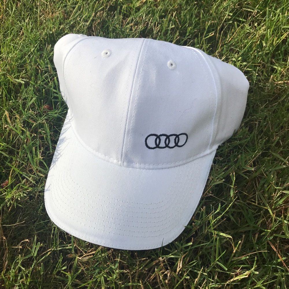Classy simple white Audi baseball hat